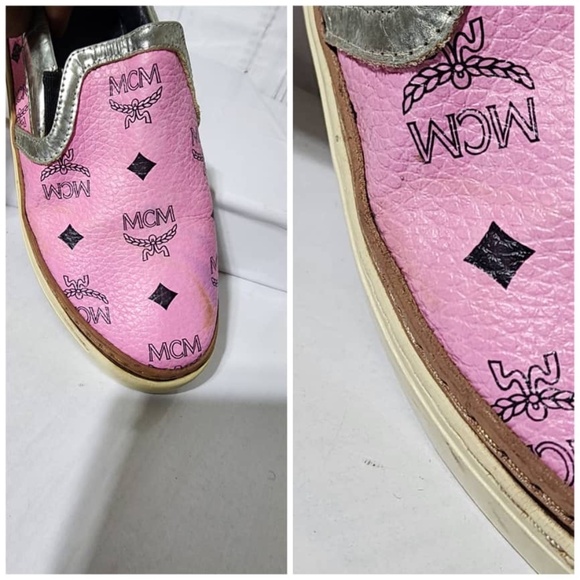 Authentic MCM Visetos Logo Slip-On Sneakers Pink Size 36 - Picture 9 of 12